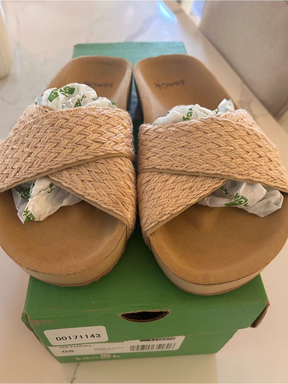 Women's Sanuk Cruzy Jute Sandals Natural Beige, various sizes available